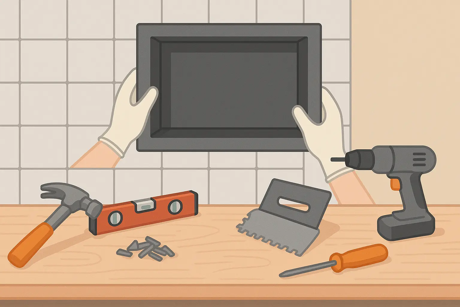 Prefabricated shower niche insert installation