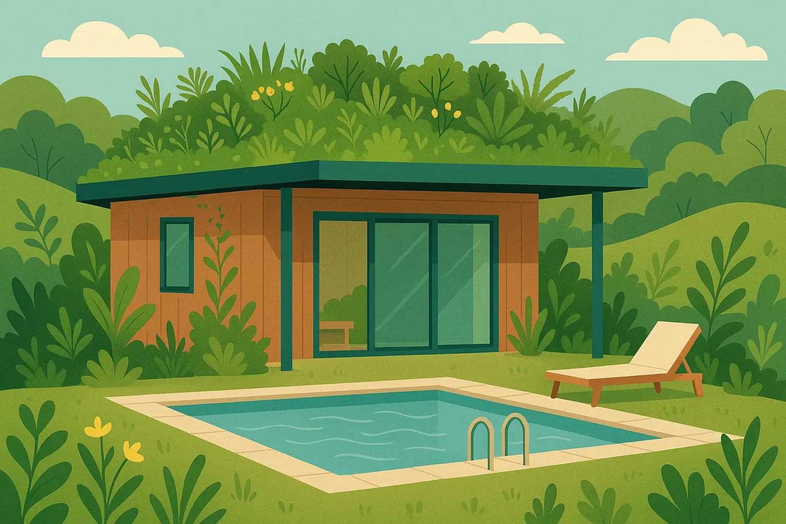 Living roof pool house system