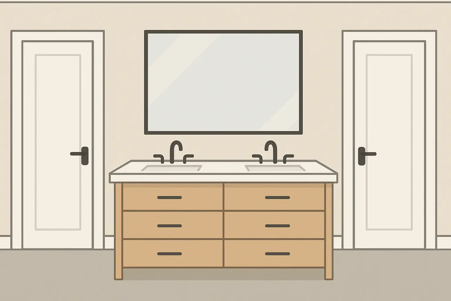 Double vanity central layout design