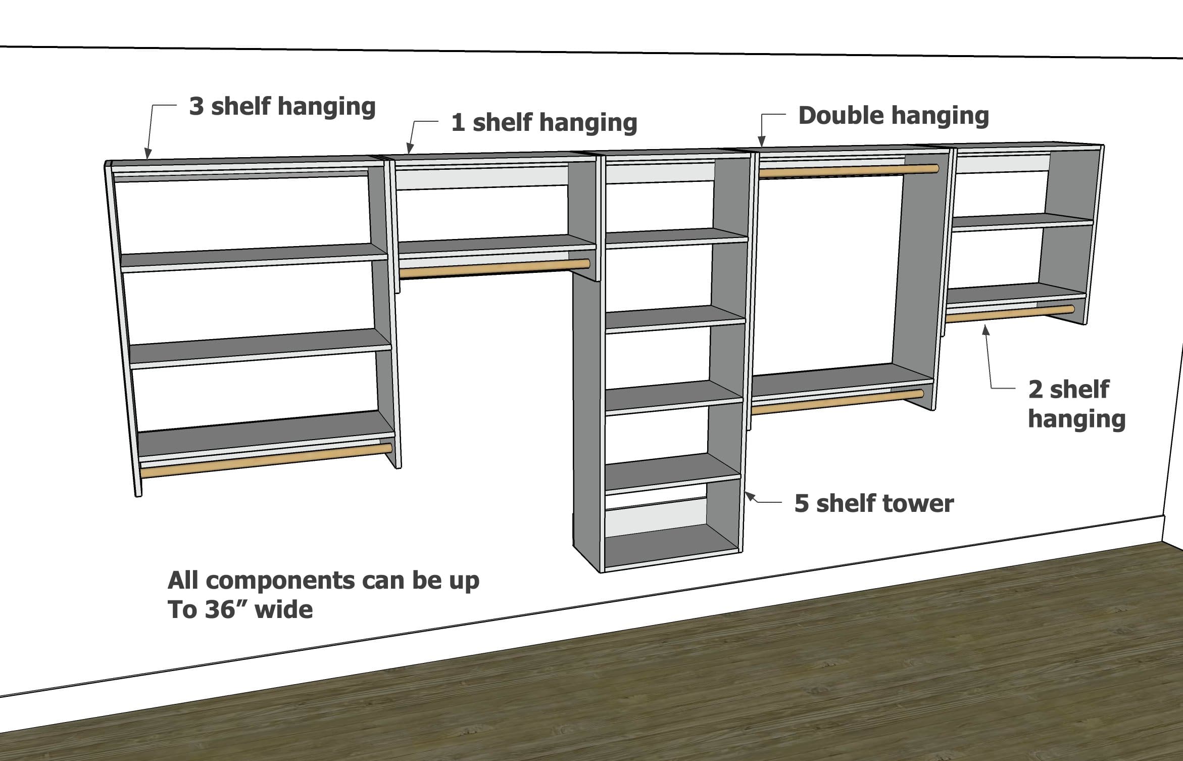 1x12 Easy to Build and Hang Modular Closet System | Ana White
