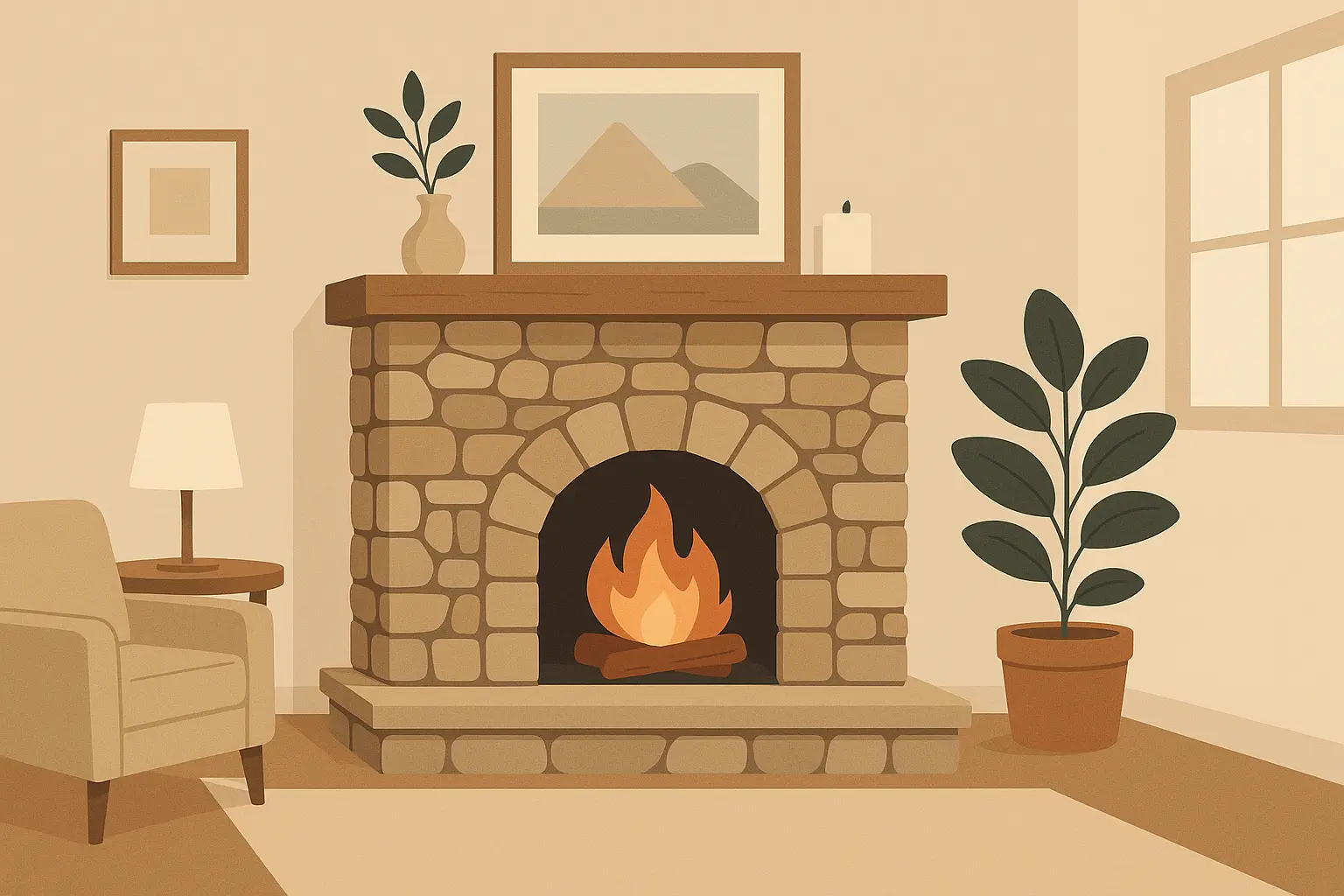 Professional cleanup after fireplace installation