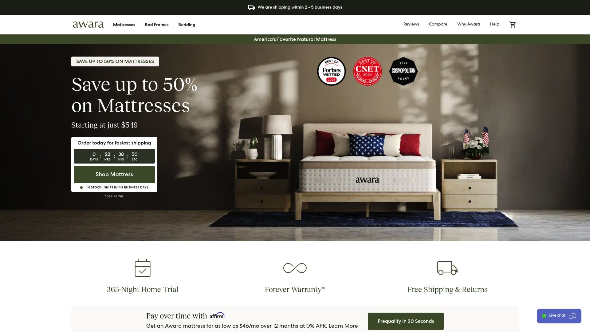 Screenshot of awarasleep.com