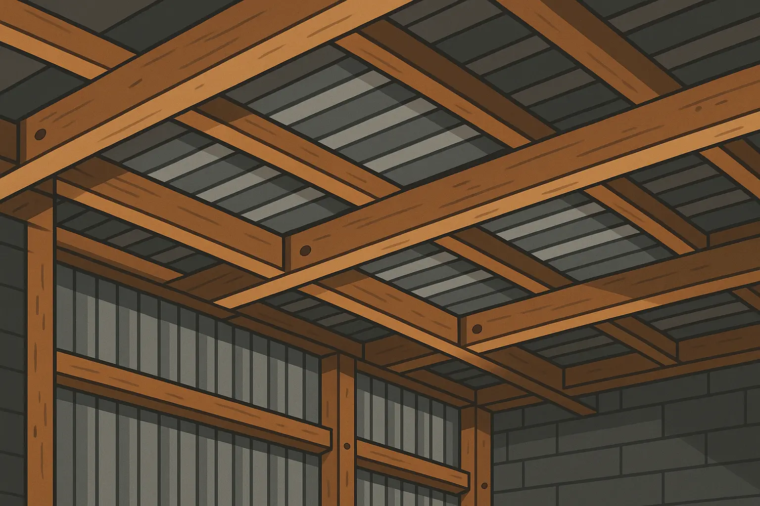 Corrugated metal ceiling panels