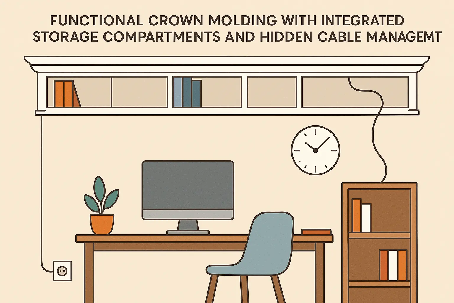 Functional crown molding with storage