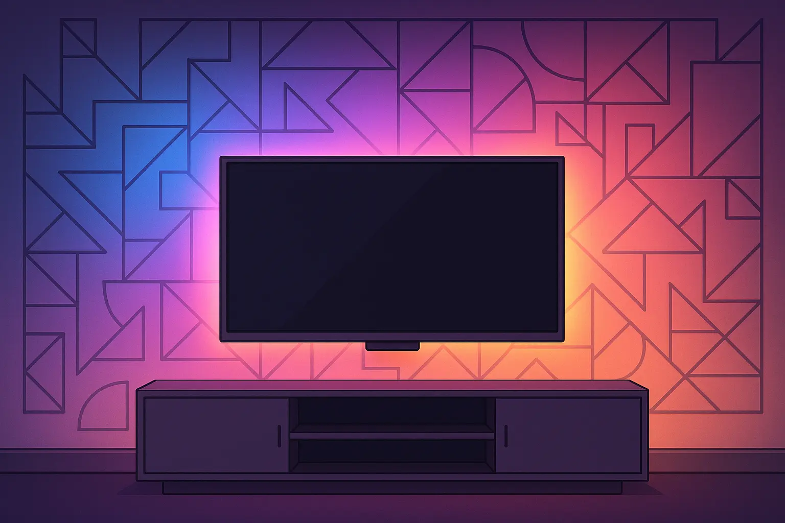 Contemporary TV wall with artistic lighting features