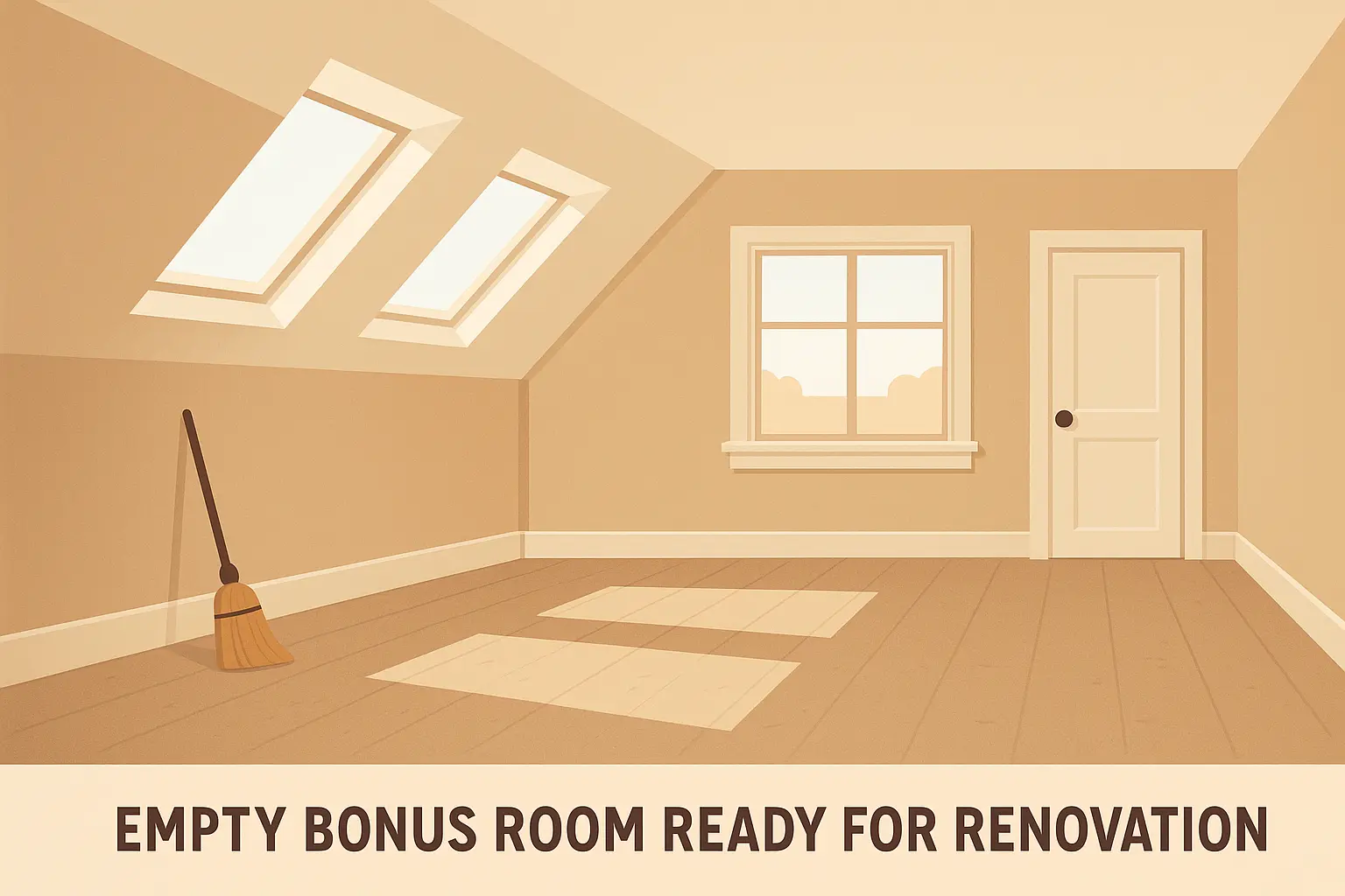 Clean bonus room ready for renovation after professional cleanout