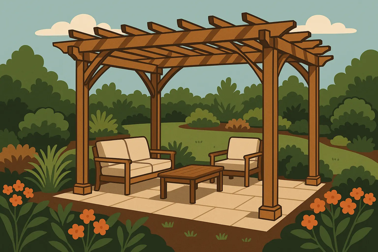 Classic pergola patio shade structure
