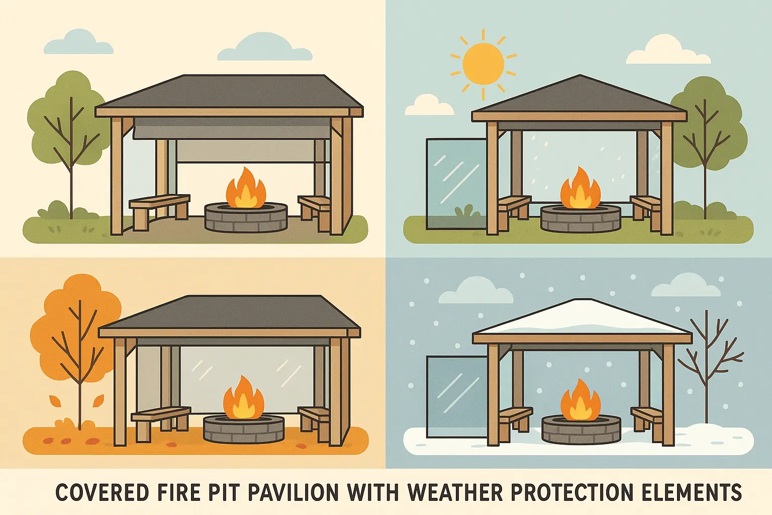 Weather-adaptive fire pit with protective cover