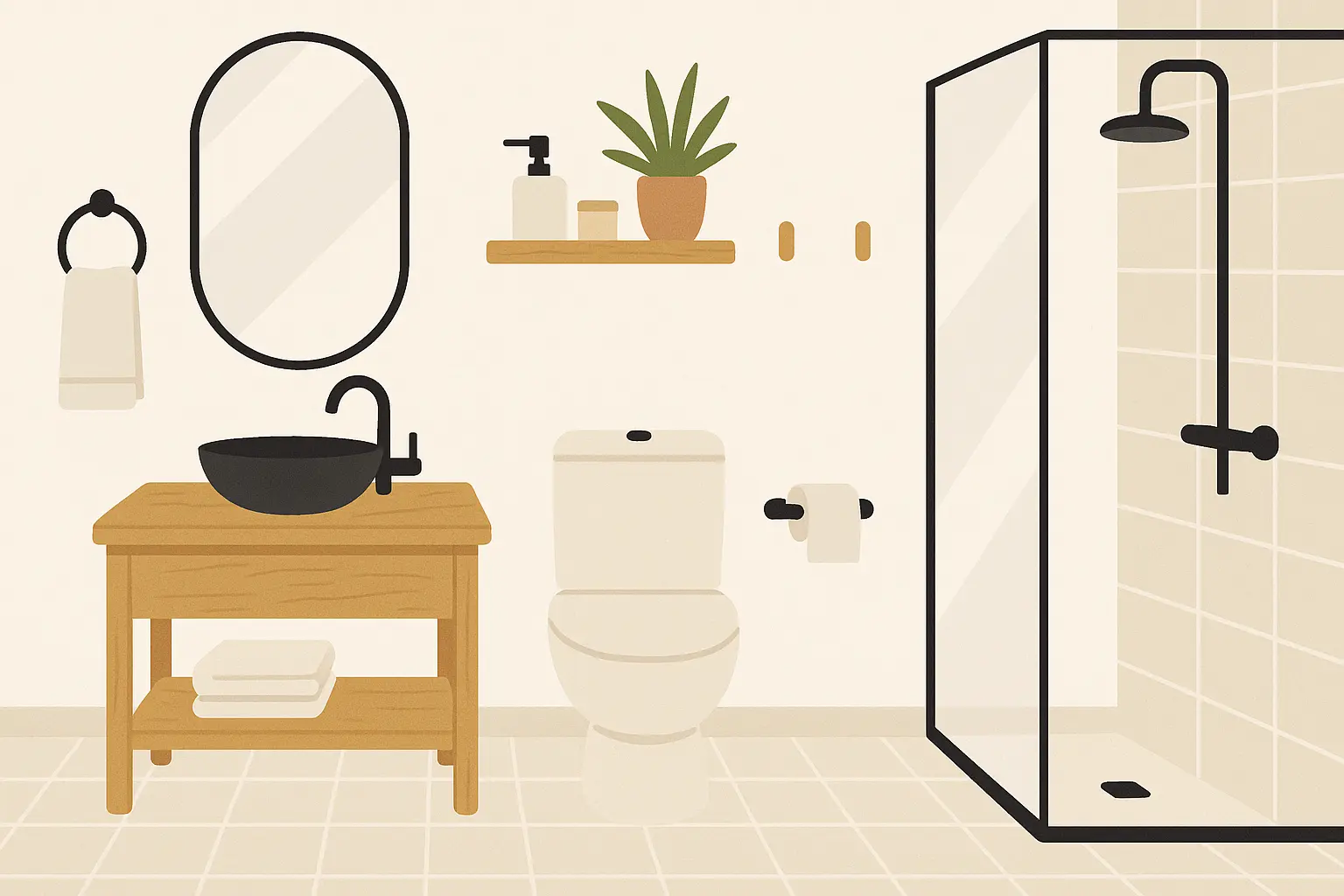 Scandinavian black and white modern bathroom
