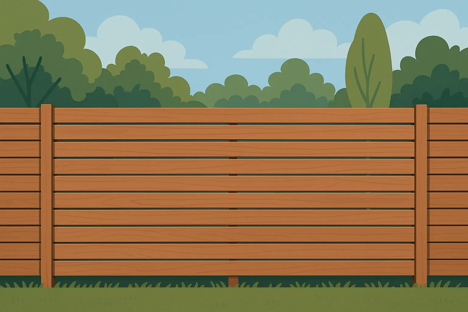 Cedar horizontal slat fence design