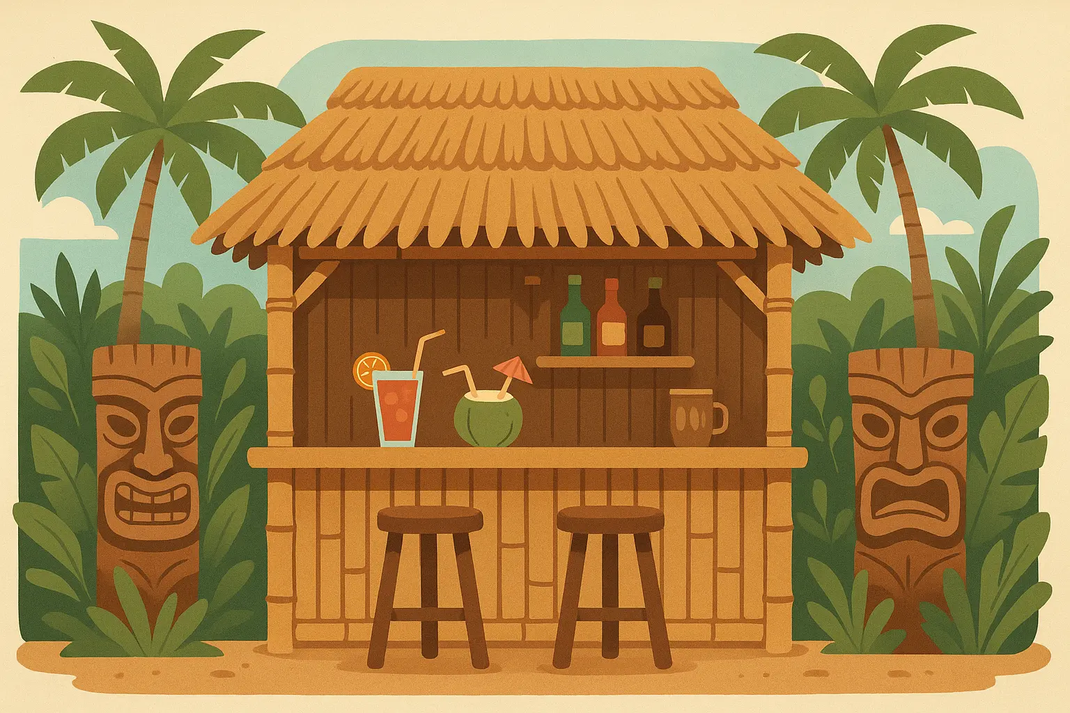 Tropical tiki bar paradise design