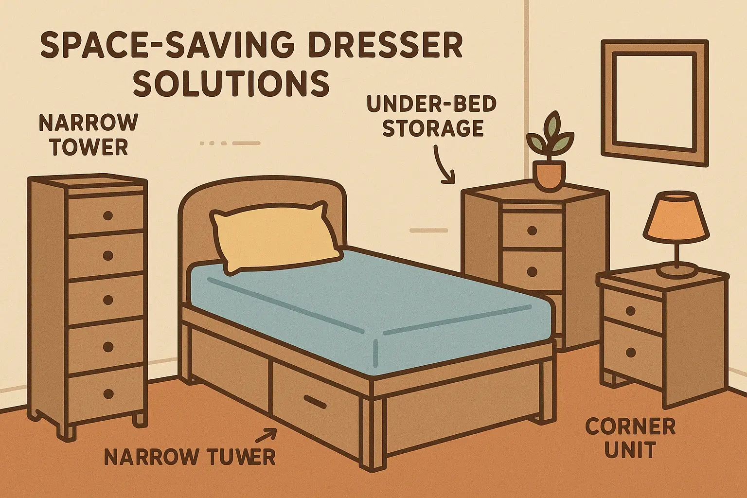 Narrow tower dresser for small spaces