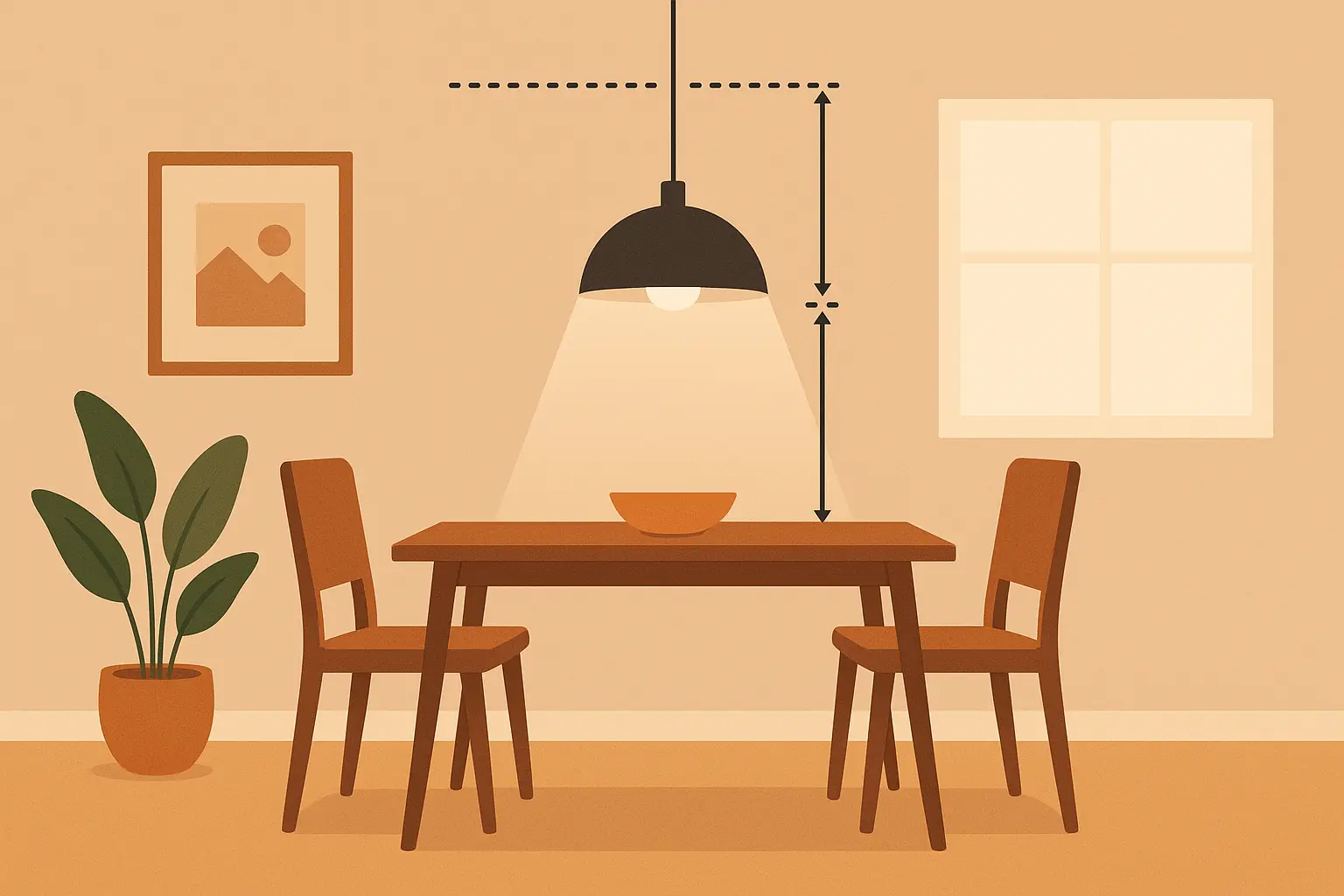 Dining room lighting height measurement guide
