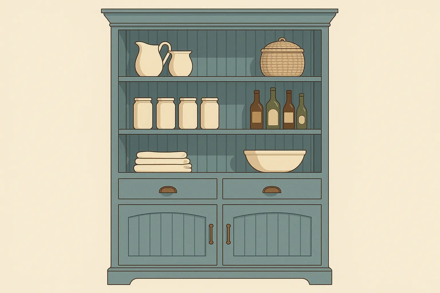 Mid-range kitchen pantry cabinet with coastal design