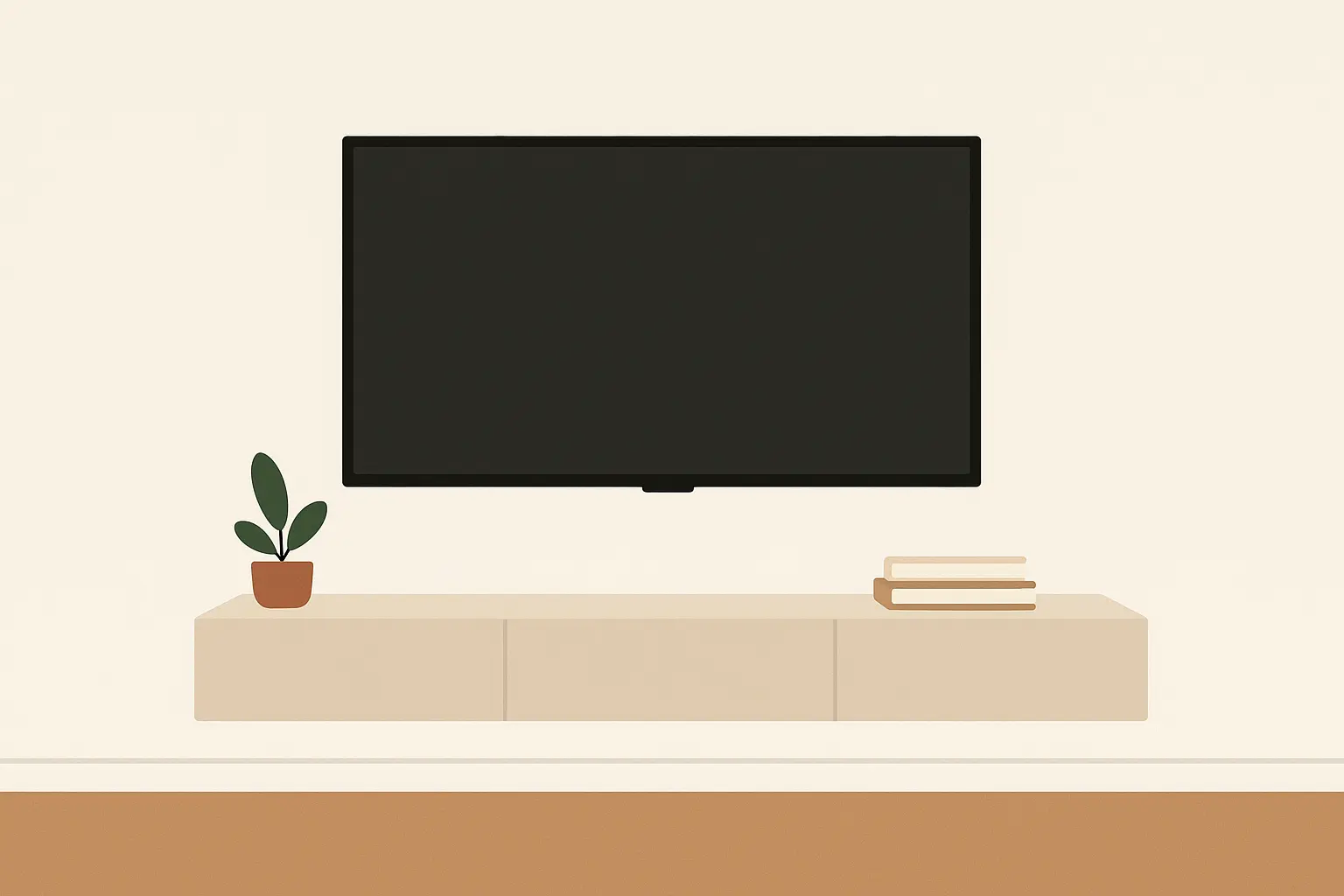 Sleek minimalist TV wall with floating design