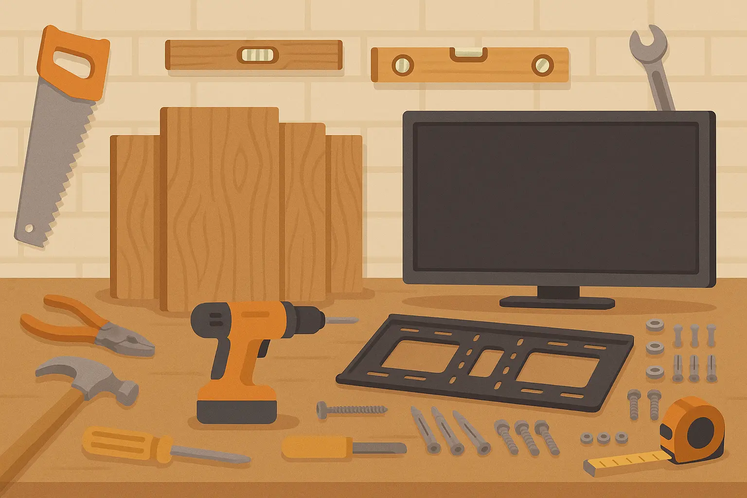 DIY-friendly TV wall installation in progress