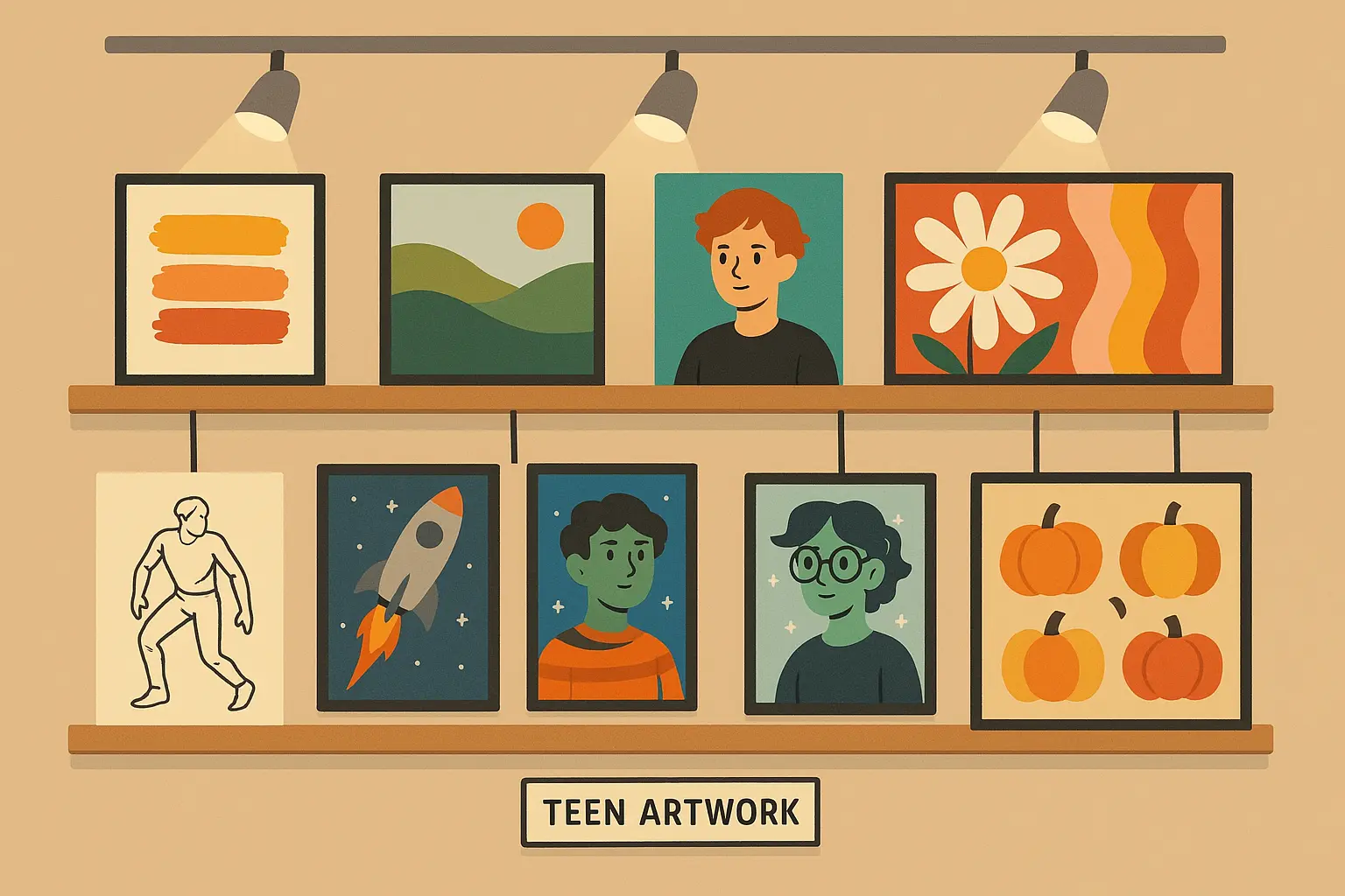 DIY art gallery wall with rotating display system