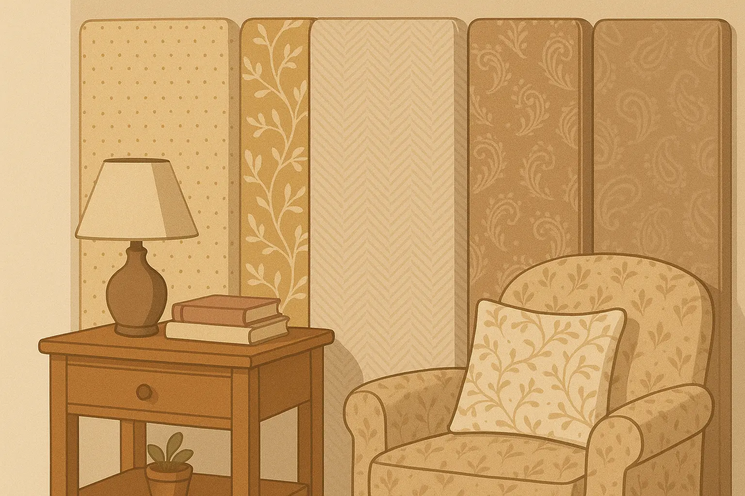 Luxurious fabric-wrapped wall panels in bedroom