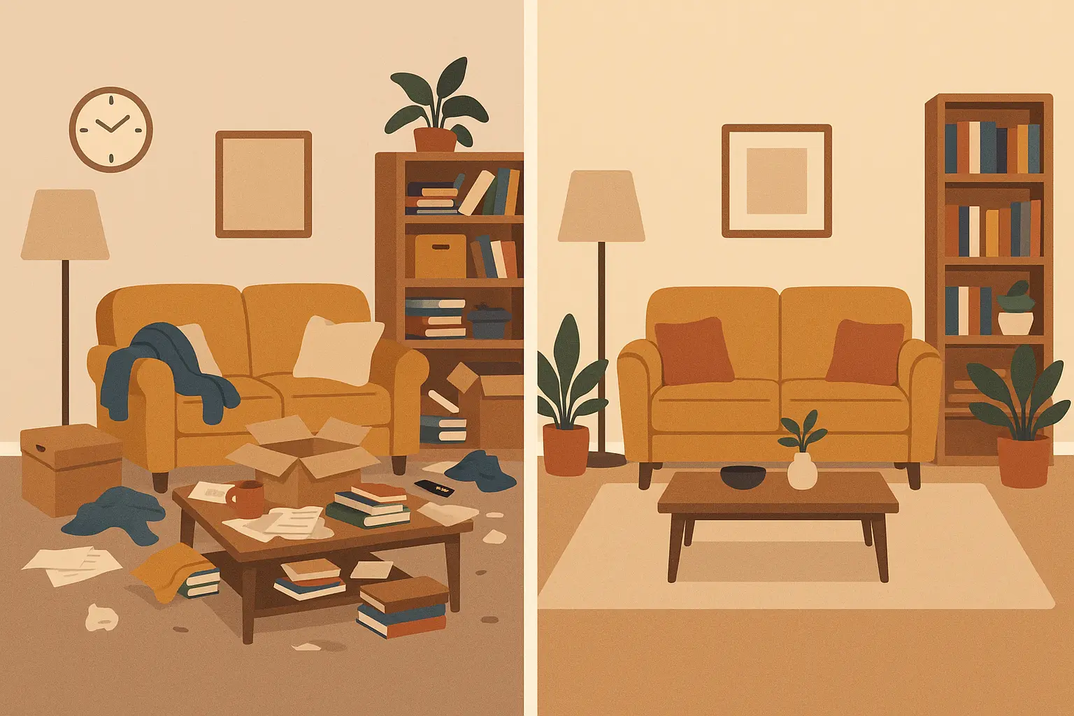 Professional junk removal service clearing living room