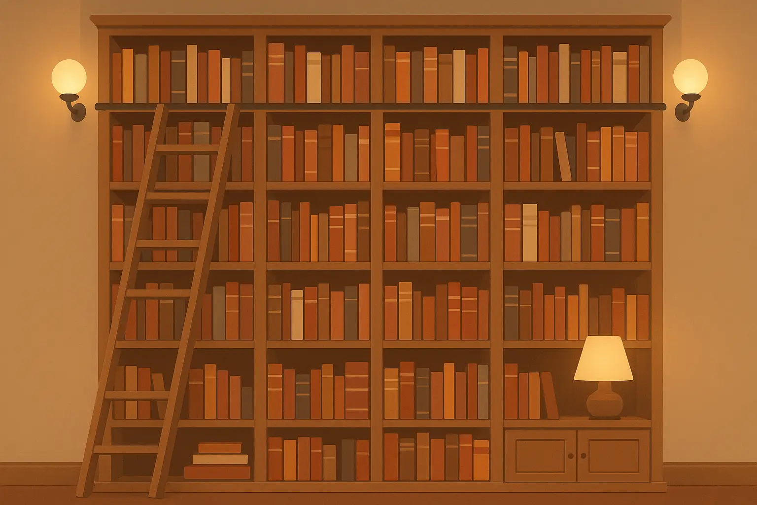 Floor-to-ceiling built-in library shelving