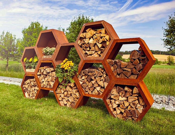 Wood Storage - 6-cornered Firewood Rack Metal Individual Wood