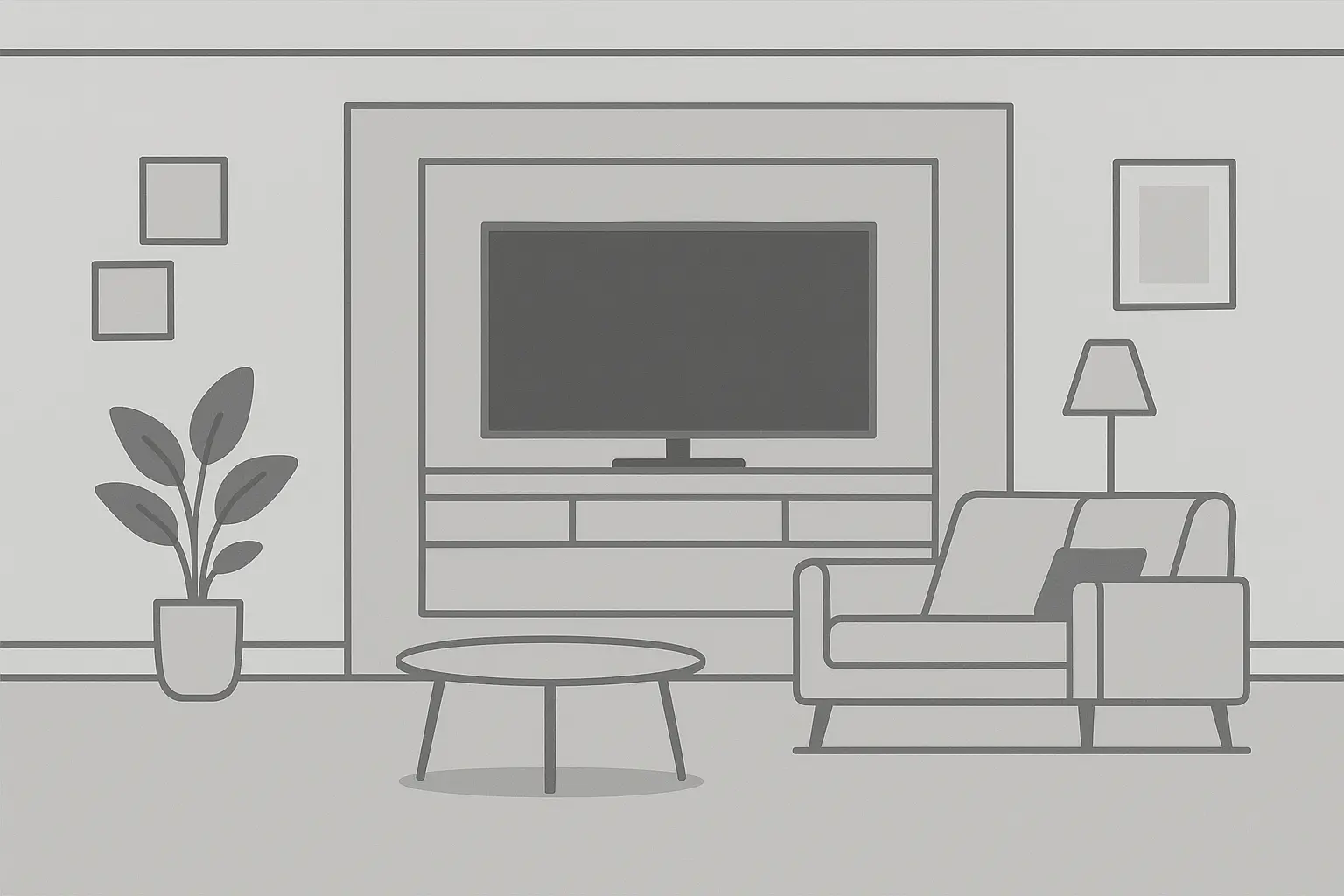 Minimalist monochromatic living room design