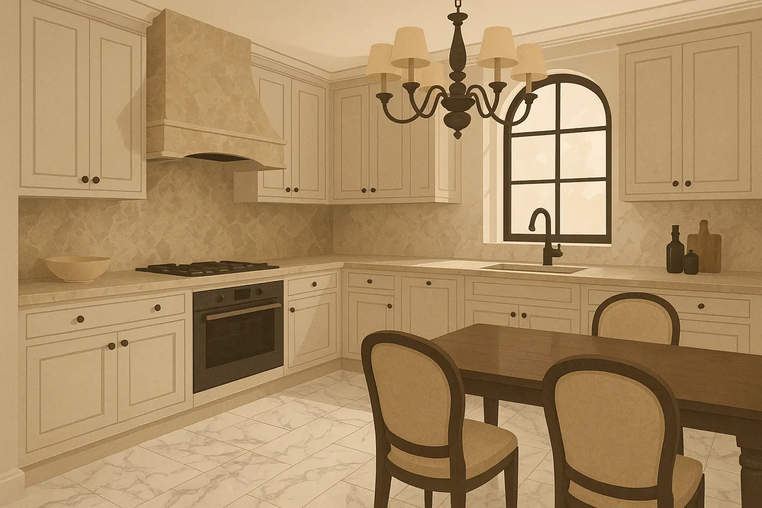 Elegant natural stone kitchen flooring showcase