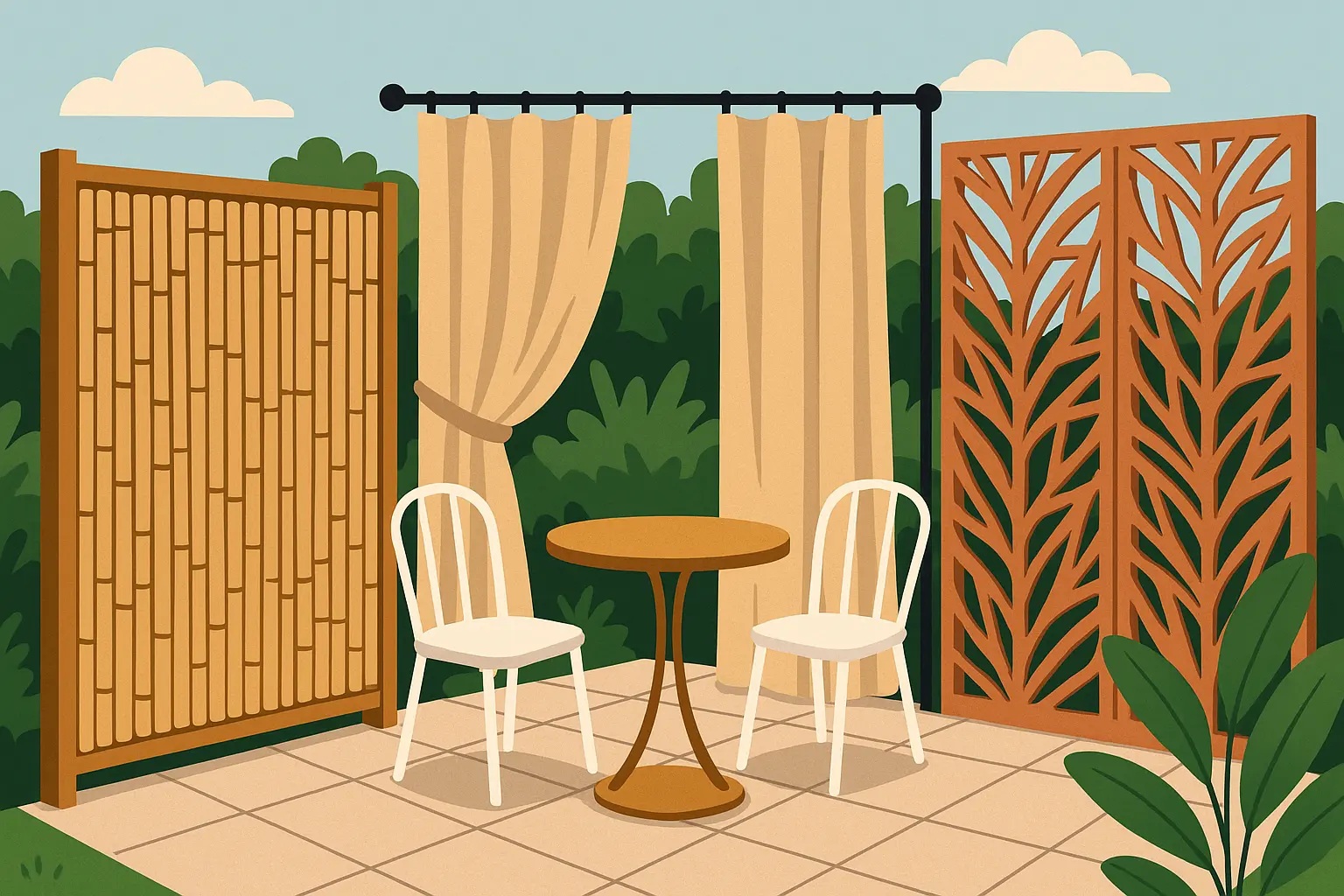 Privacy screening solutions for patios
