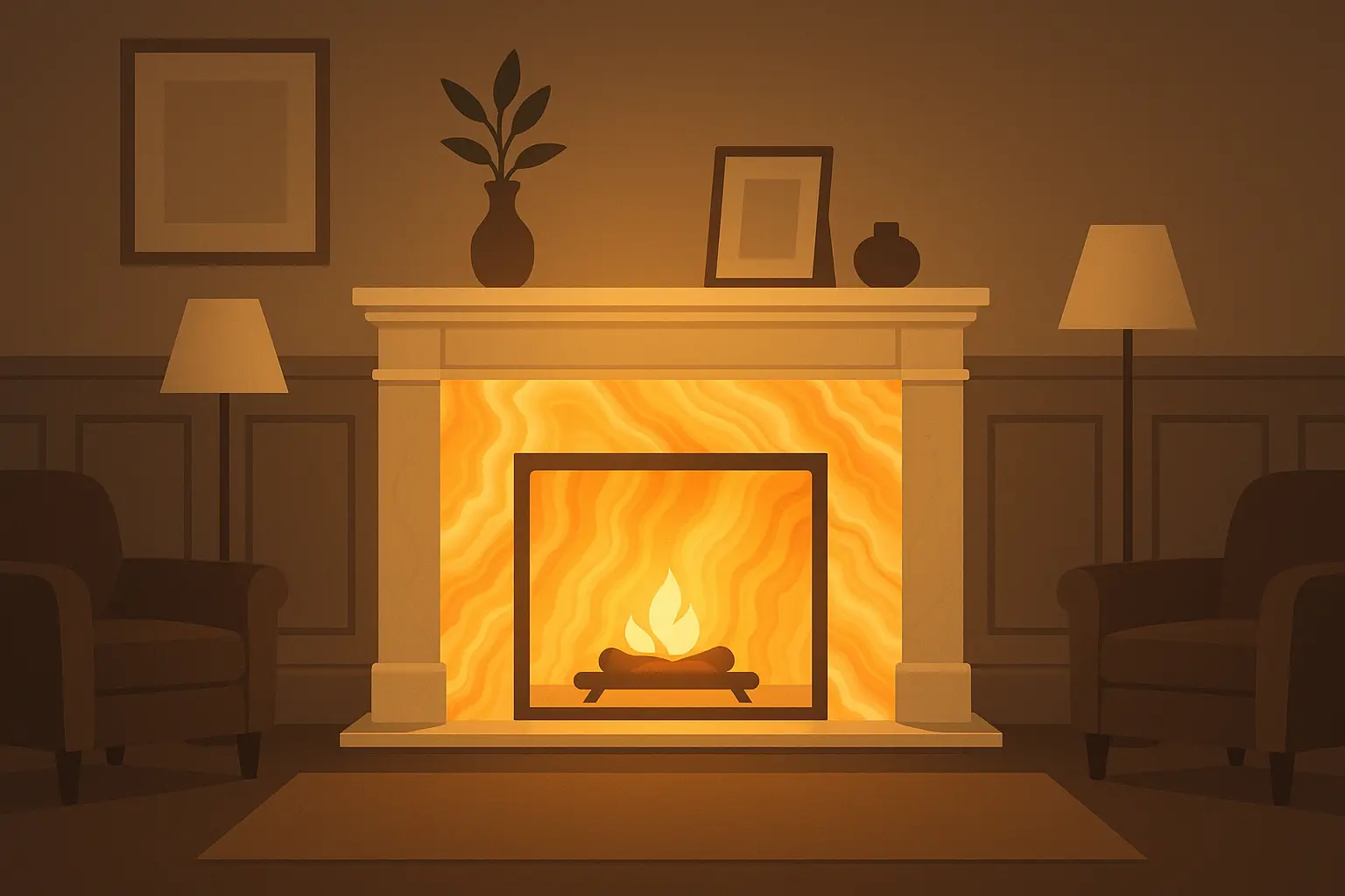 Luxury onyx backlit fireplace feature wall