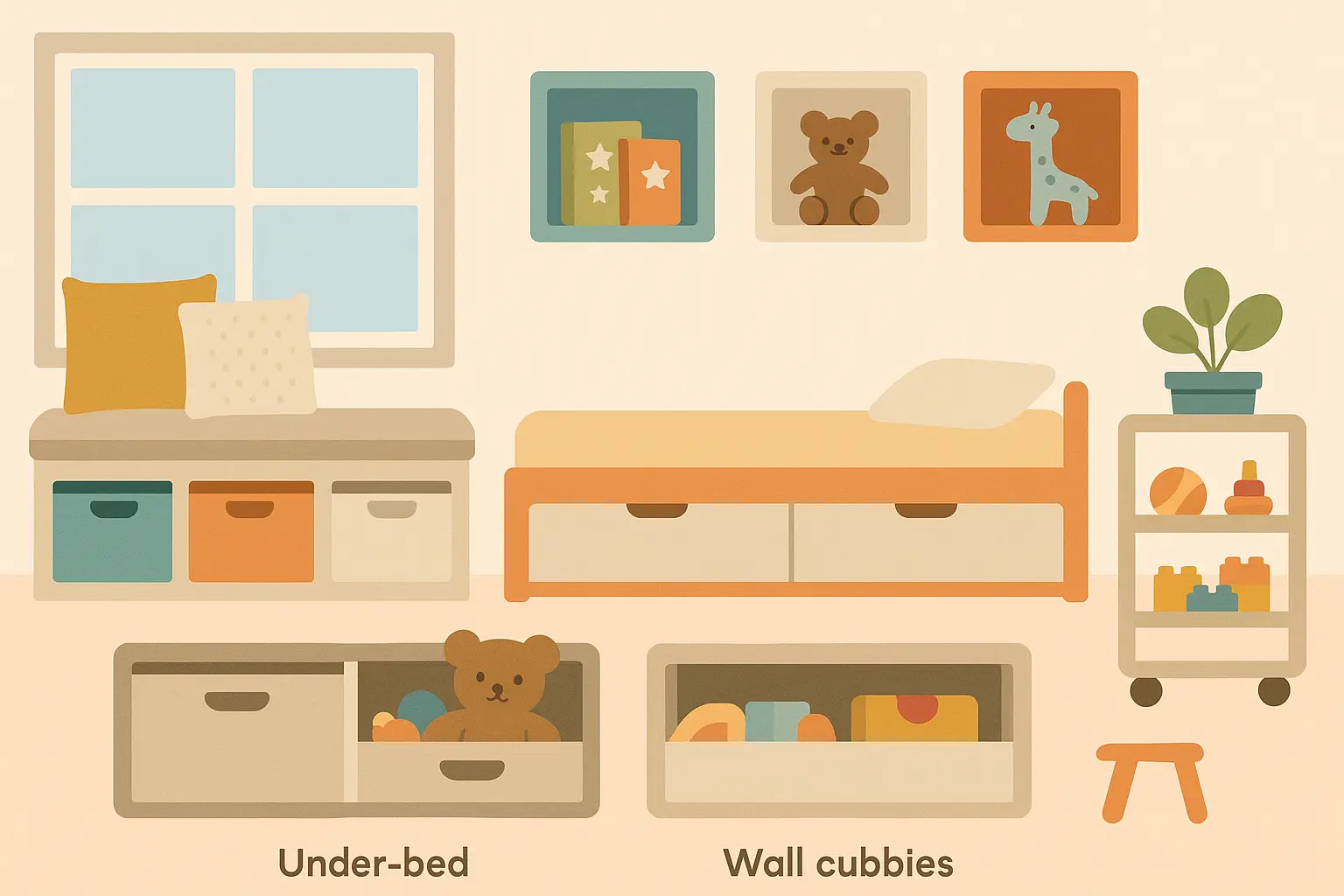 Smart storage solutions for kids rooms with organized systems