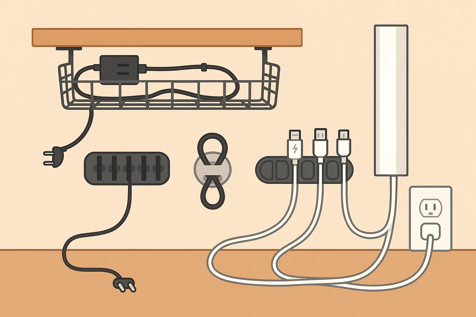 Cable management system for home office