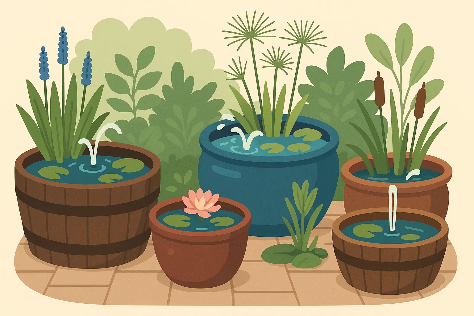 Container pond in ceramic pot