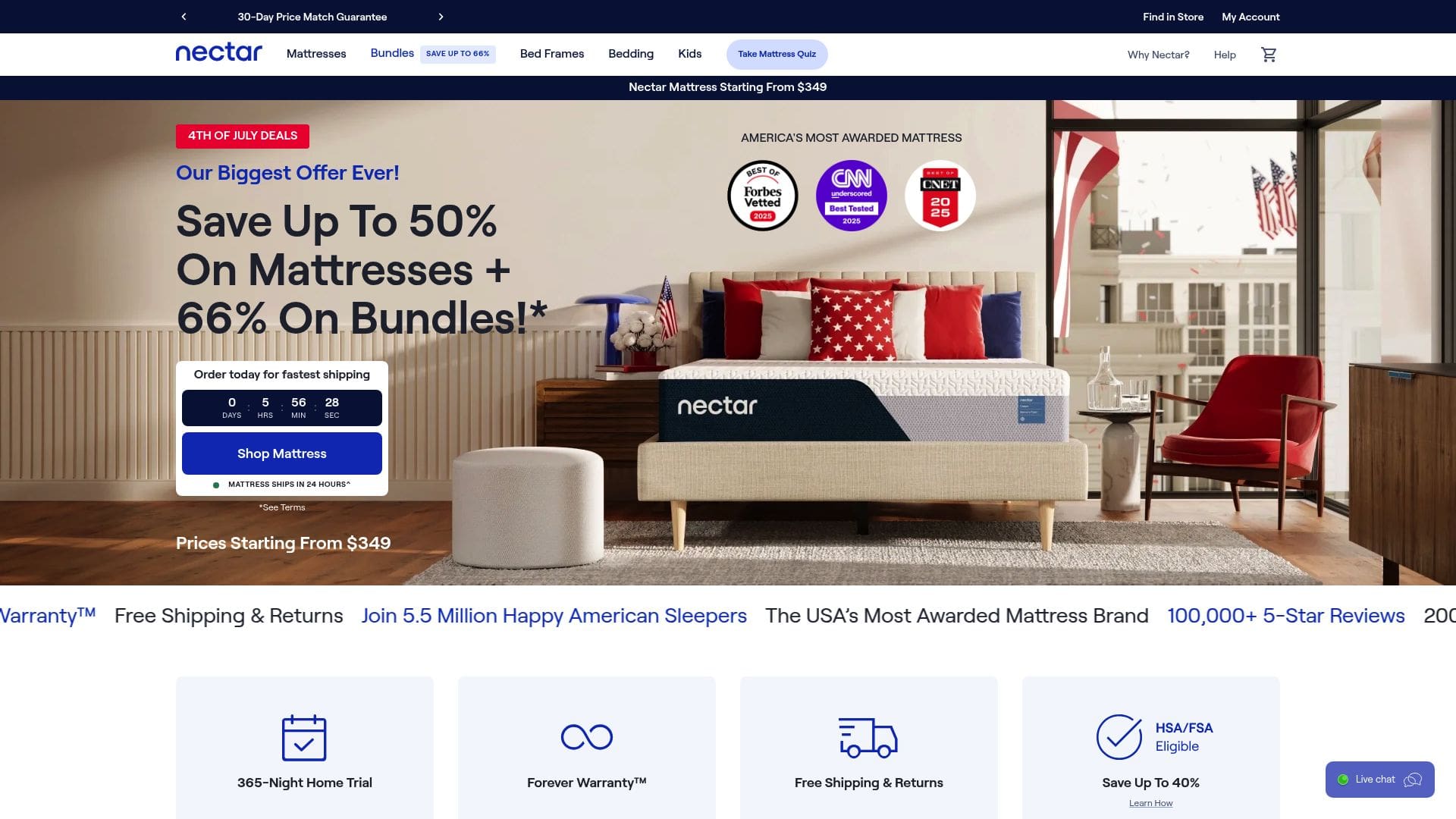 Nectar Original mattress with gel-infused memory foam and affordable pricing
