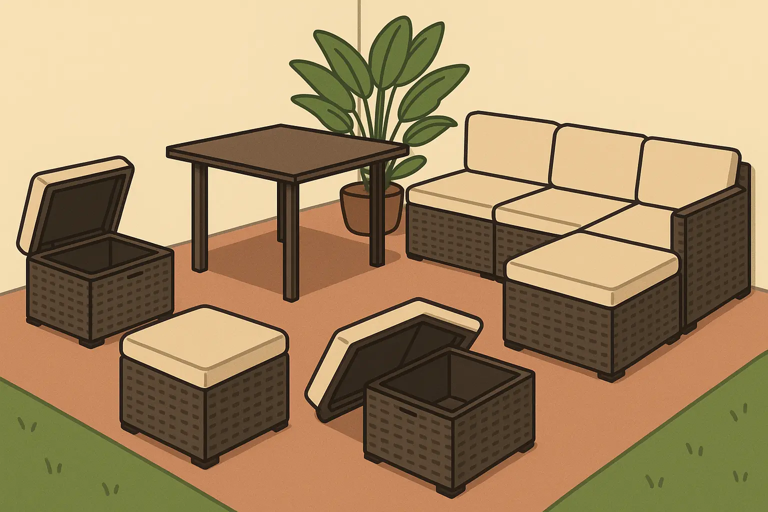 Multi-functional patio furniture and storage
