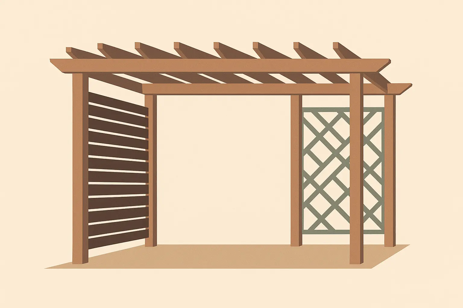 Pergola with integrated privacy panels