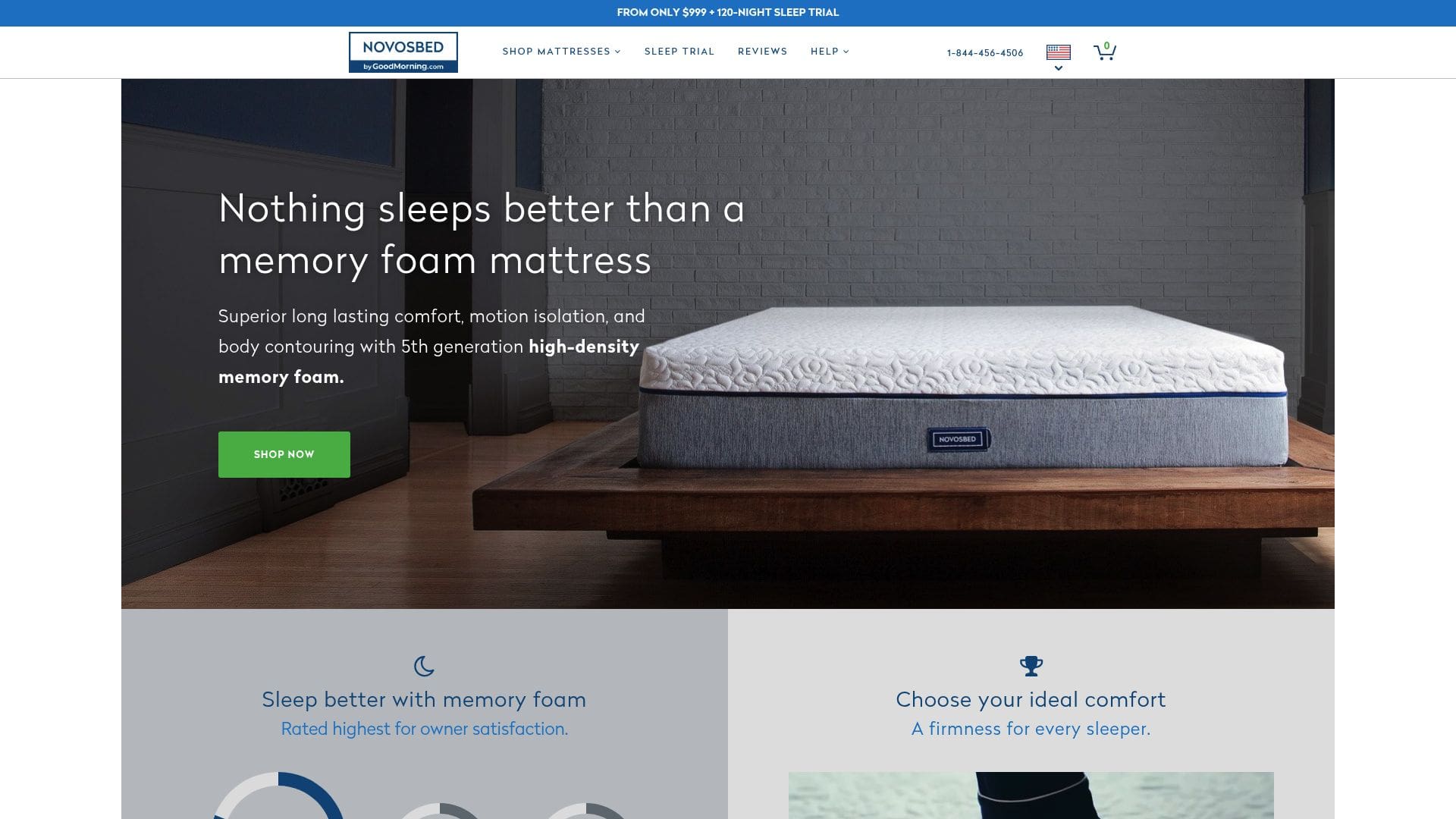 Novosbed Memory Foam Mattress featuring three-layer construction and removable washable cover