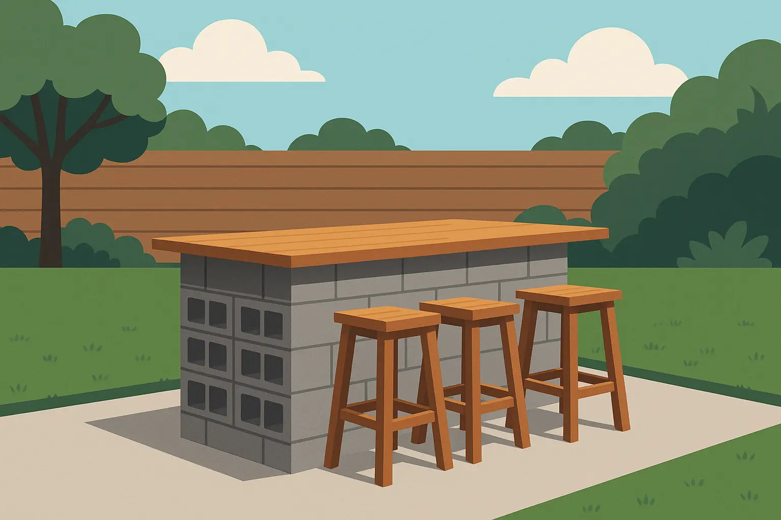 Cinder block outdoor bar construction