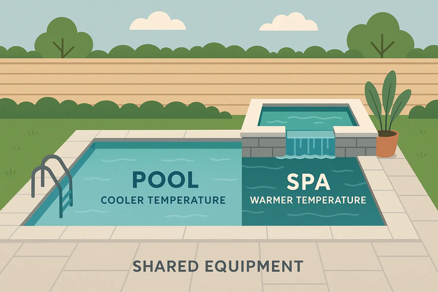 Multi-functional pool and spa combination