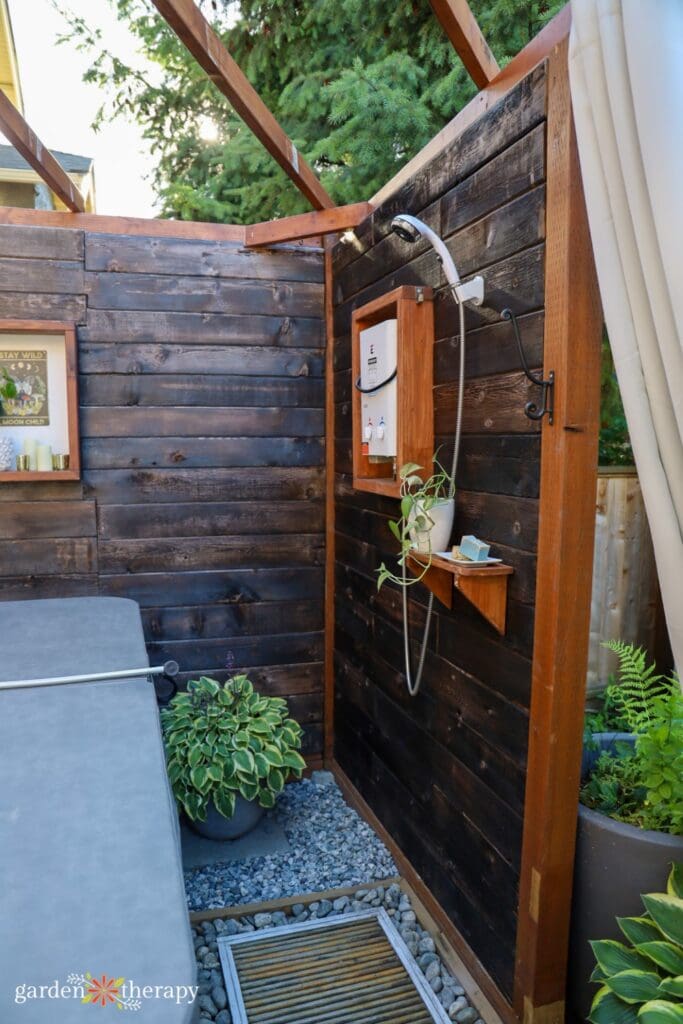 Create a Luxurious Outdoor Shower with a French Drain - Garden Therapy