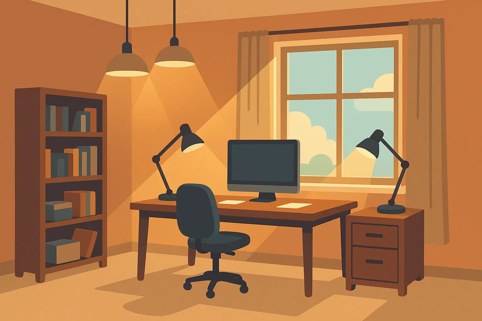 Layered lighting design for home office