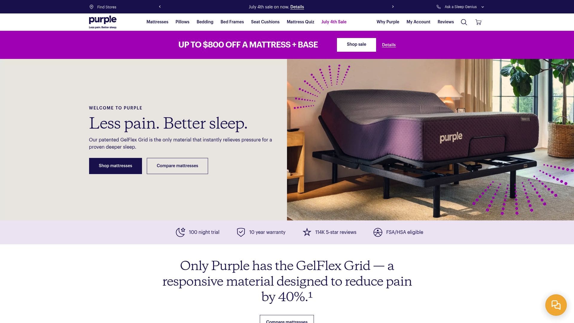Screenshot of Purple GelFlex Grid technology demonstration