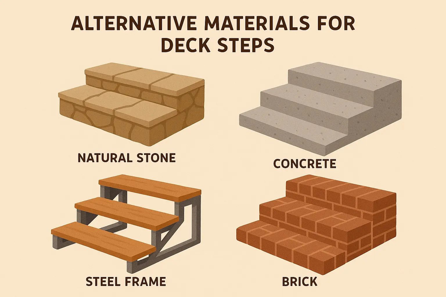 Alternative material deck steps