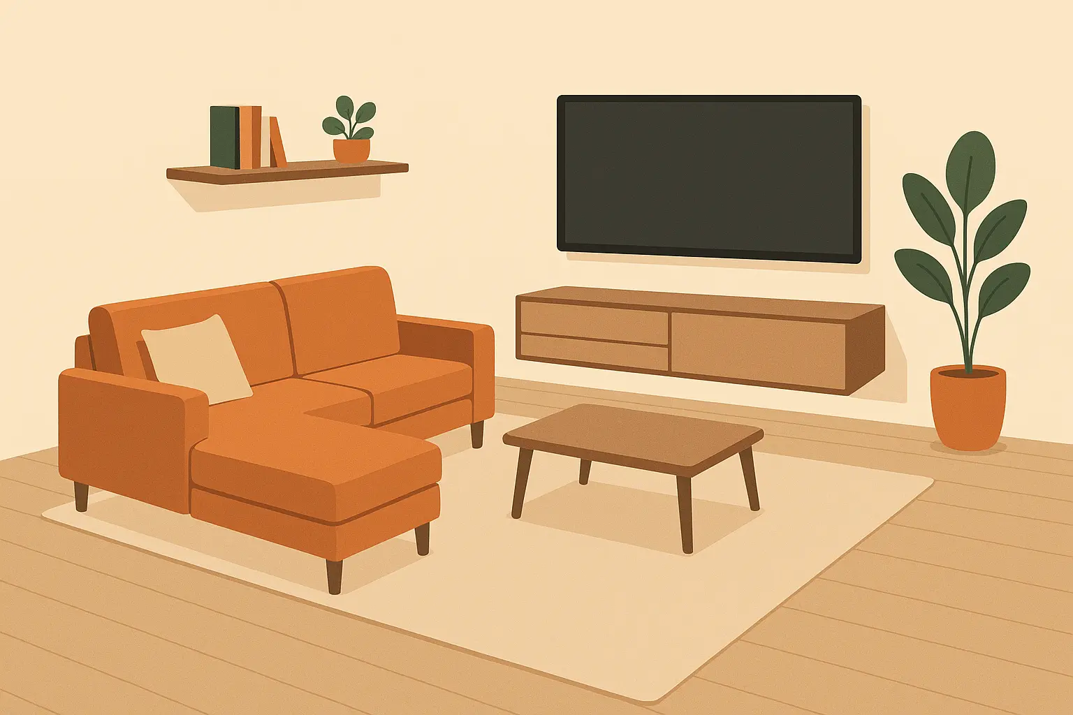 Strategic furniture layout in small living room