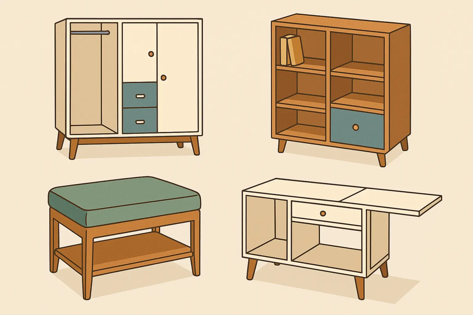 Multi-functional furniture in small living room