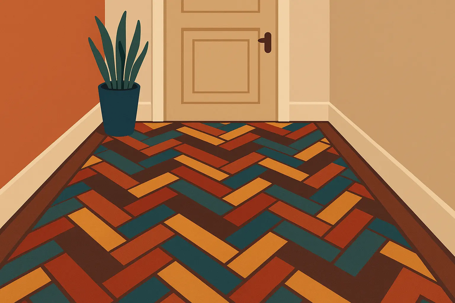 Patterned tile or luxury vinyl plank