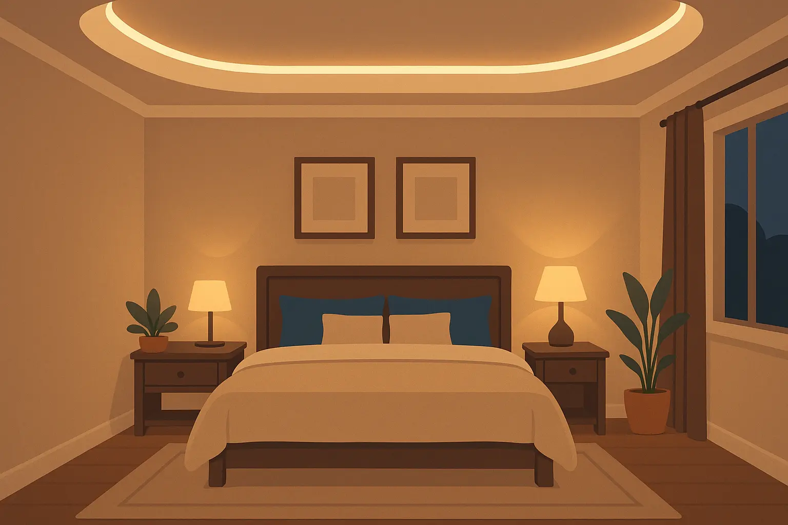 Curved tray ceiling with rope lighting