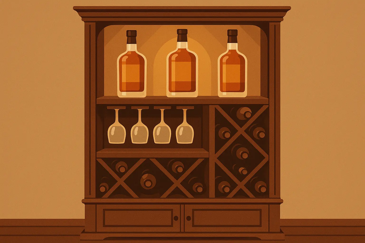 Whiskey and bourbon specialty cabinet