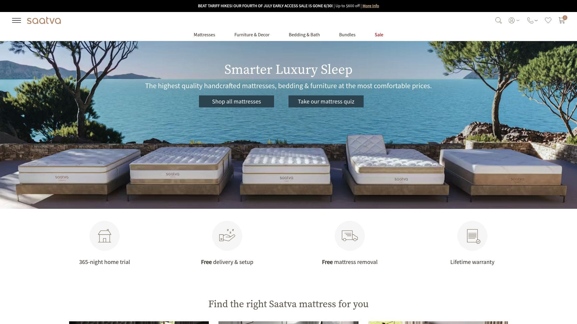 Saatva HD mattress featuring luxury construction with 12.5 gauge steel coils and premium materials