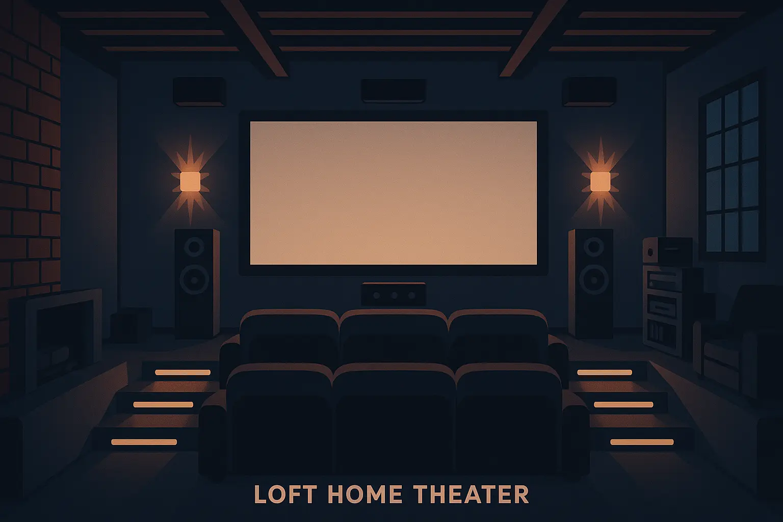 Home theater loft entertainment space
