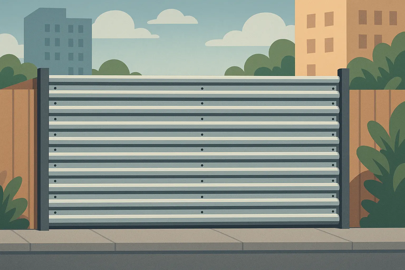 Corrugated metal horizontal fence